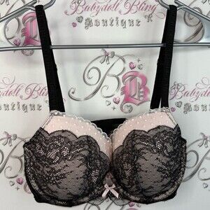 Victoria’s Secret dream angels lace Demi bra ribbon Black and Pink Lace Bra